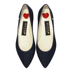 NWOB Mink made in Italy Bunny blue denim flats